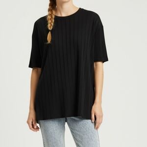 Zara Trafaluc Black Slinky Short Sleeve Top